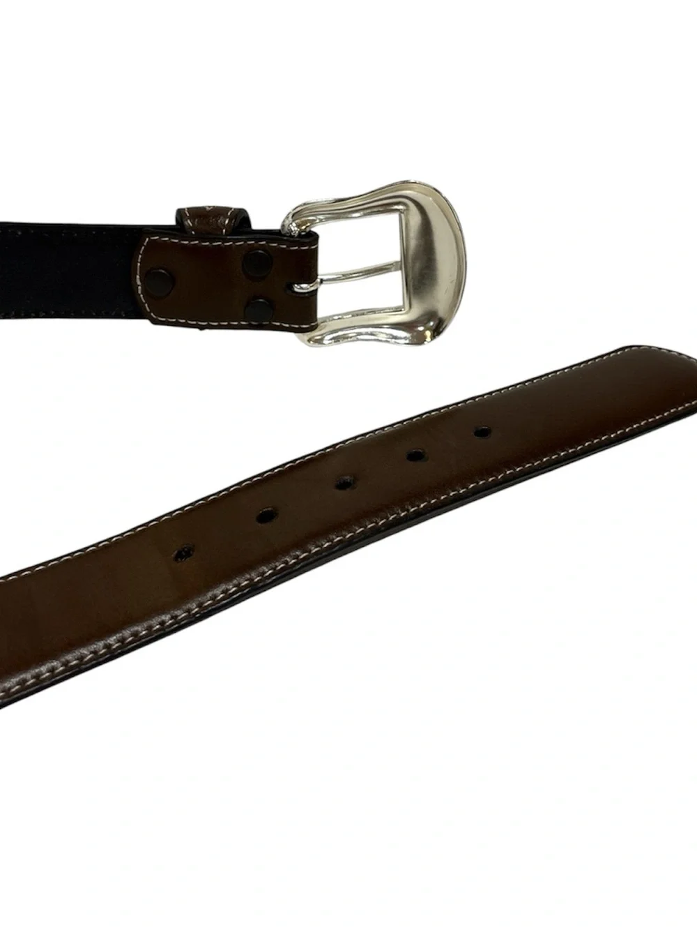 Nocona Western Men Belt Sz 42 Southwest Black Brown/Silver Conch is-N2475701